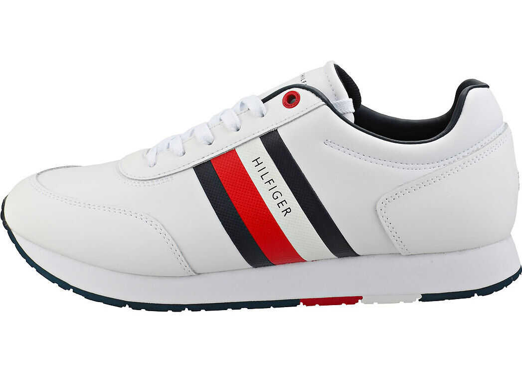 Tommy Hilfiger Corporate Leather Flag Runner Fashion Trainers In White White