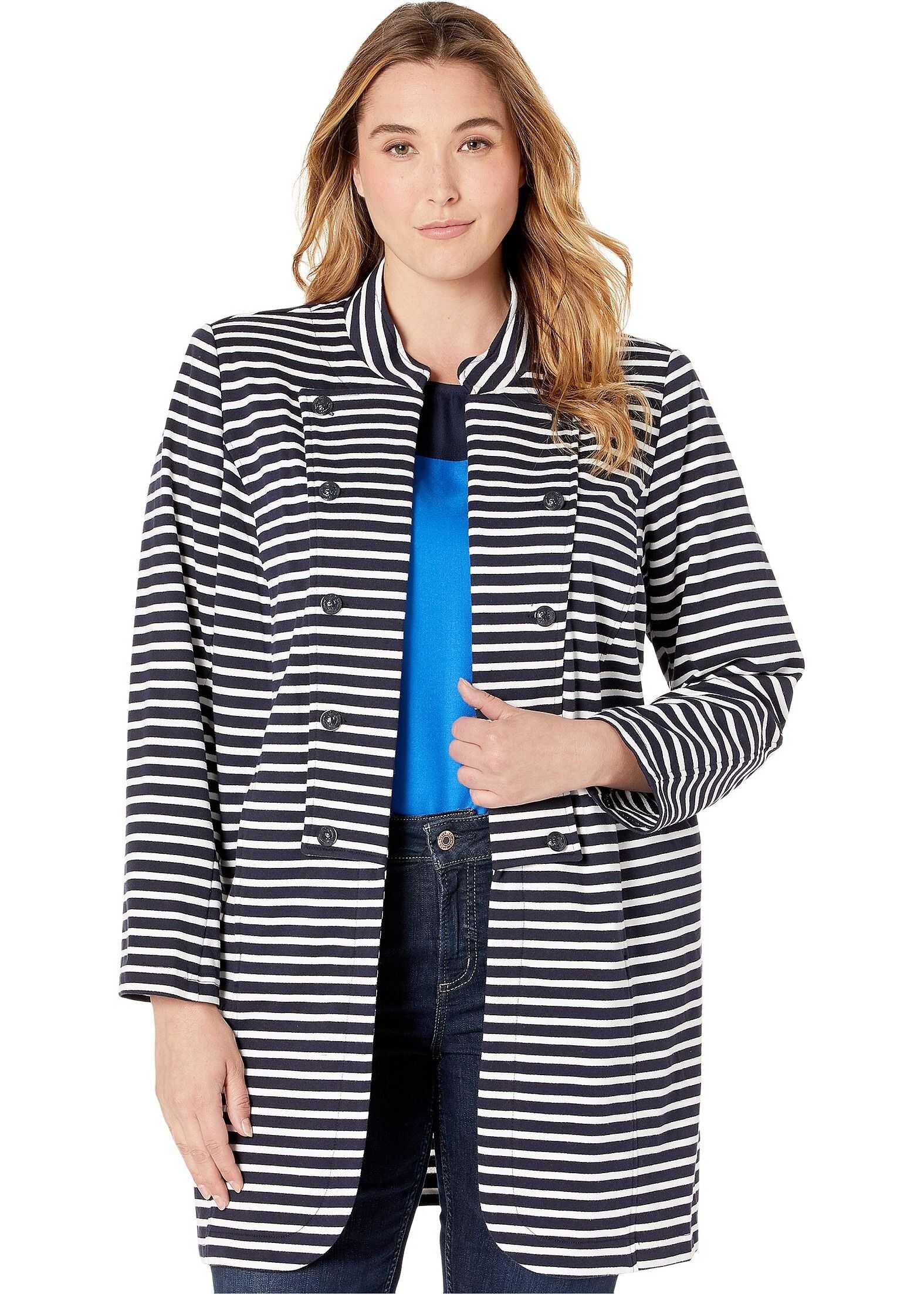 Tommy Hilfiger Plus Size Long Band Jacket Sky Captain/Brght White