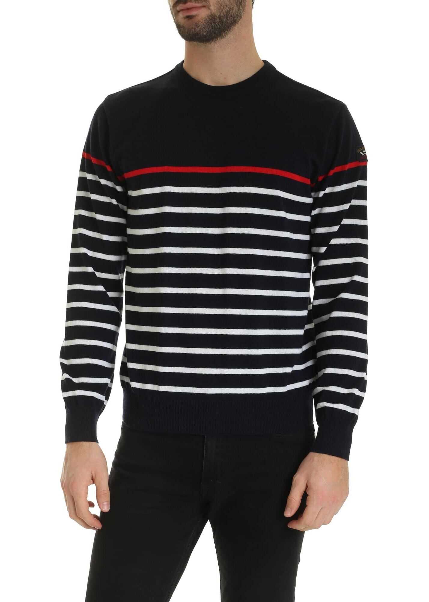 Paul&Shark Striped Pullover In Blue Blue