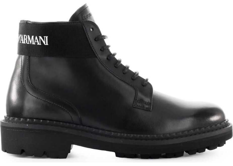 Emporio Armani Leather Ankle Boots BLACK