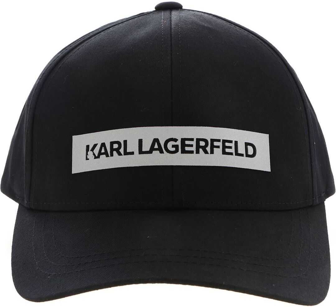 Karl Lagerfeld Reflective Logo Cap In Black Black