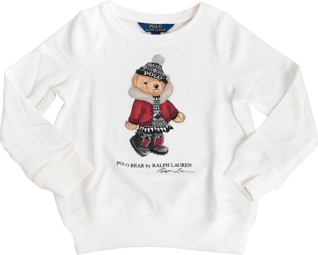 Ralph Lauren Holiday Bear Terry Pullover In White White