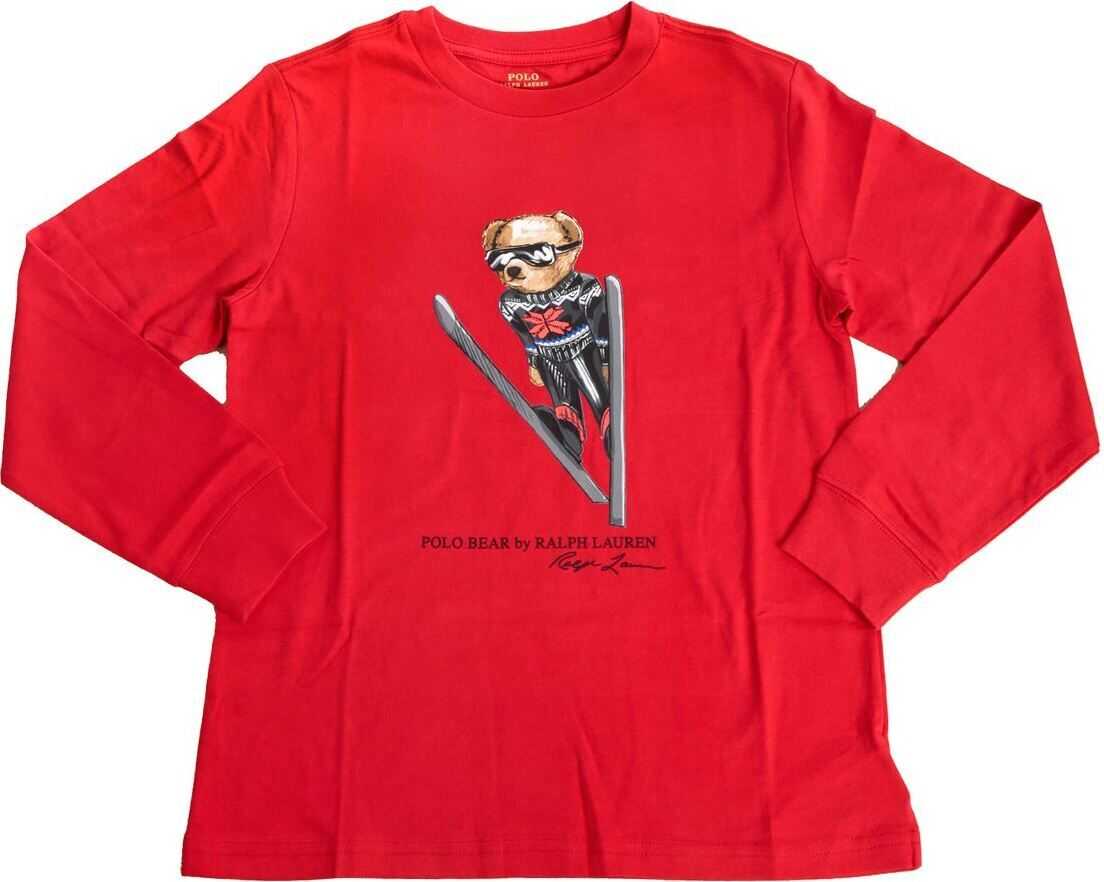 Ralph Lauren Polo Bear Holiday Long Sleeve T-Shirt In Red Red