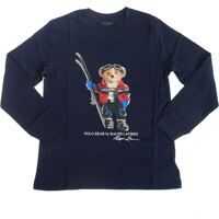 Tricouri Polo Bear Holiday Long Sleeve T-Shirt In Navy Baieti
