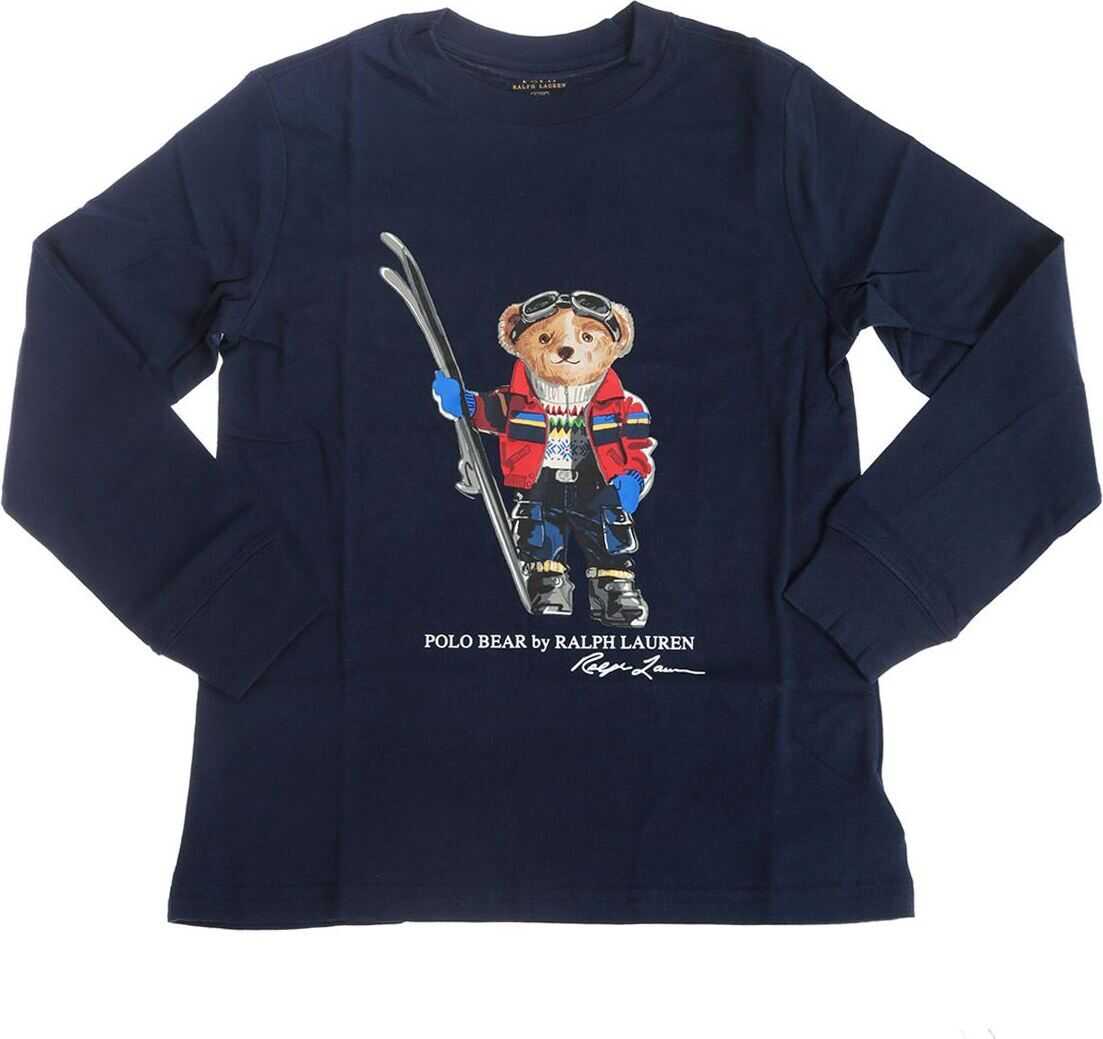 Polo Bear Holiday Long Sleeve T-Shirt In Navy