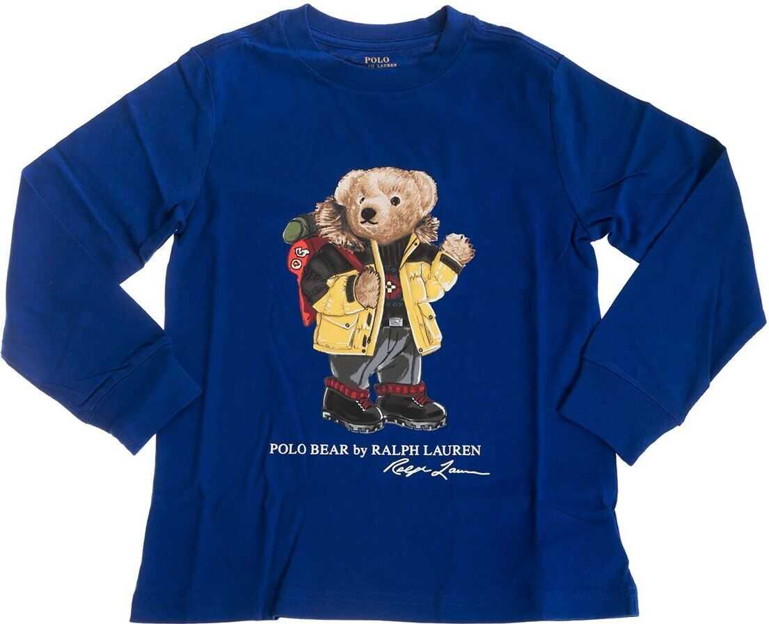 Ralph Lauren Polo Bear Holiday Long Sleeve T-Shirt In Blue Blue