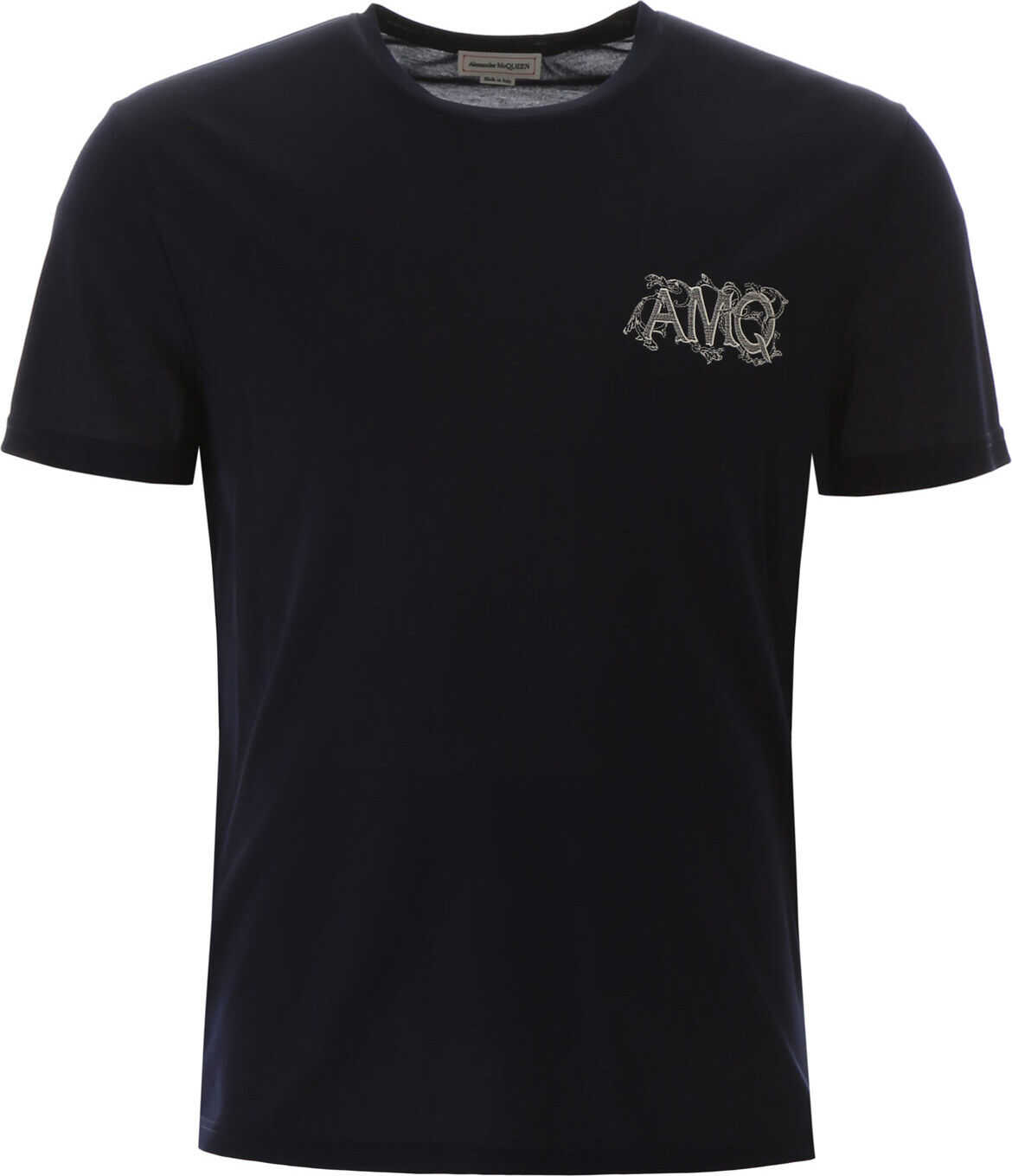 Alexander McQueen T-Shirt With Embroidered Logo NAVY