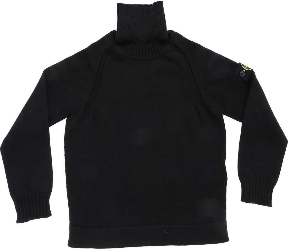 Stone Island Junior Ribbed Knitted Turtleneck In Black* Black
