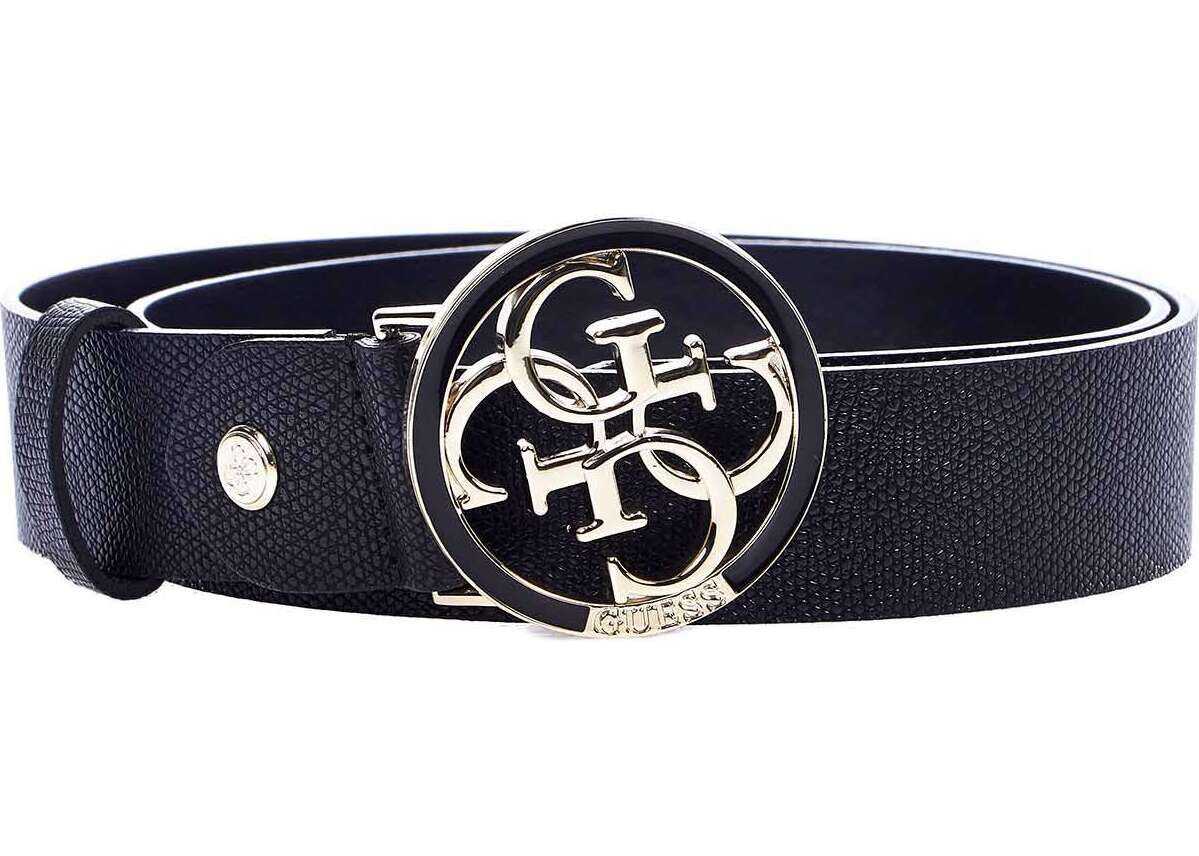 GUESS Fake leather belt with logo buckle Black