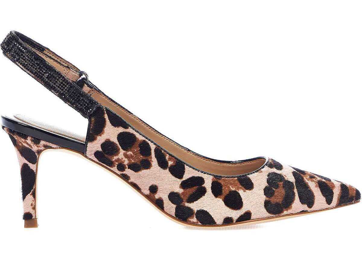 GUESS Kitten Sling Pumps in pony fur Rose