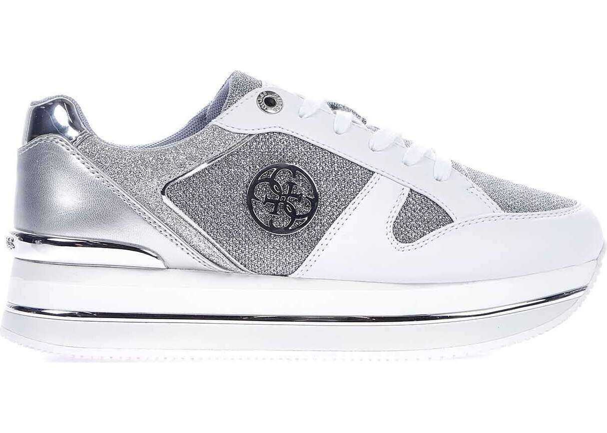 GUESS Platform sneaker with glitter finish Silver
