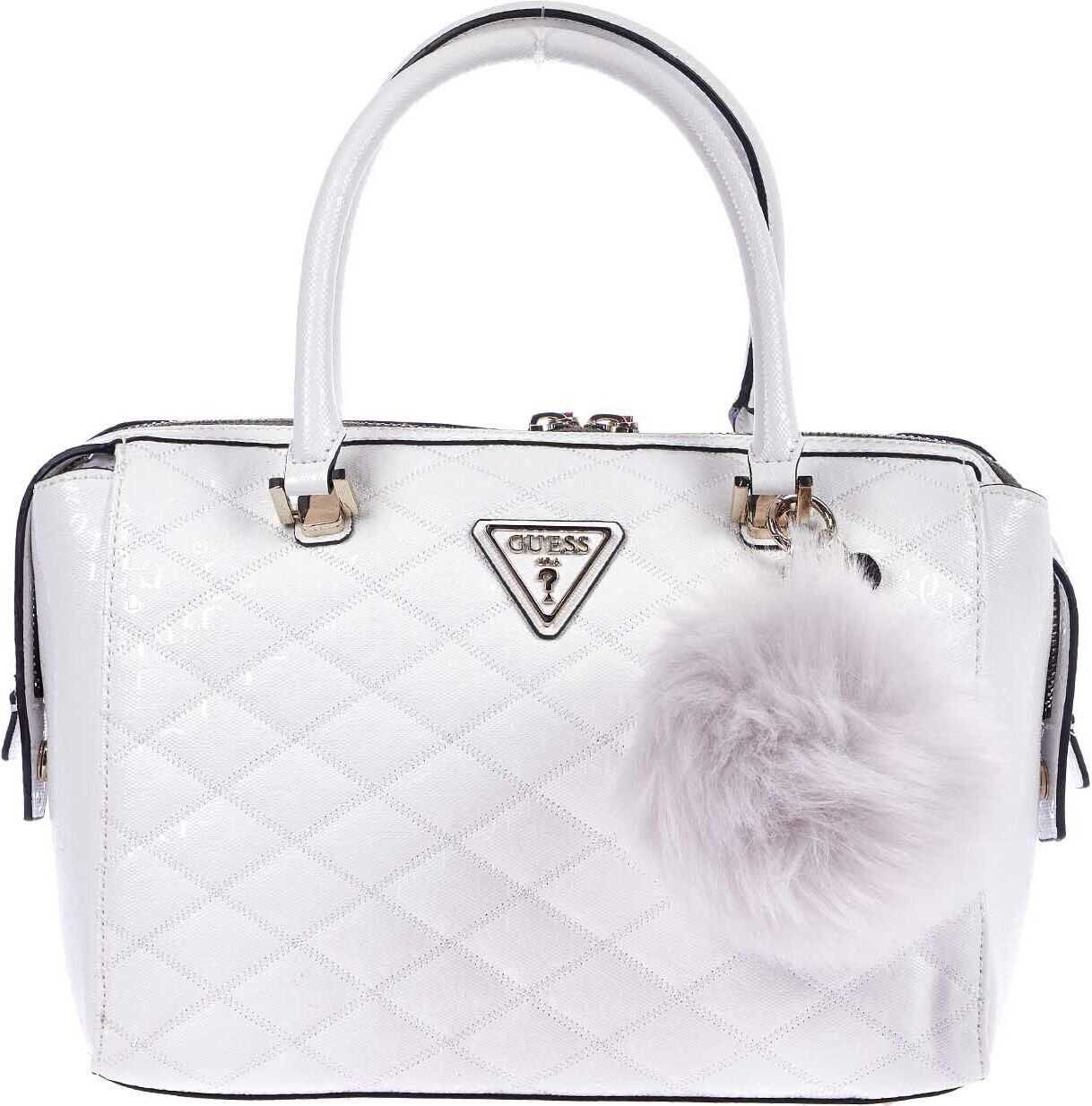 GUESS Lacquered hand bag White