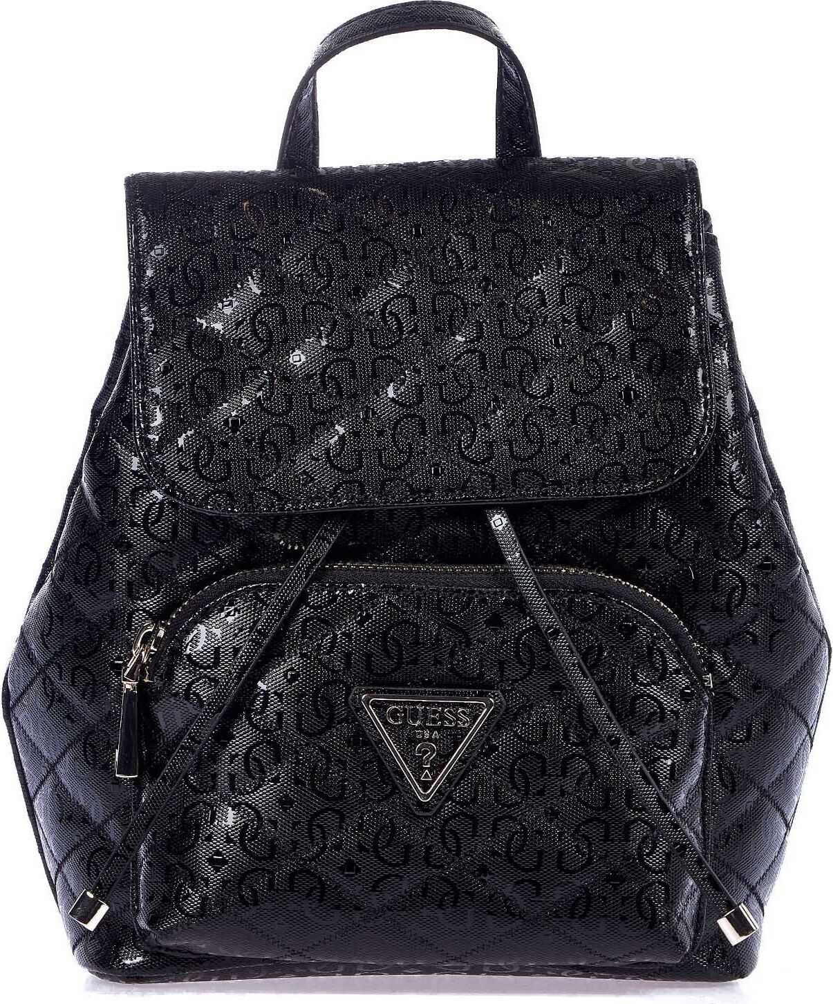 GUESS Small lacquered backpack Black