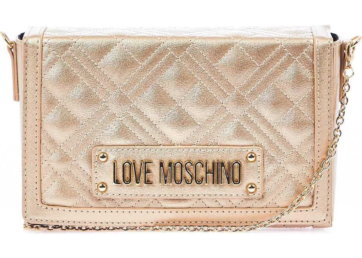 LOVE Moschino Small quilted crossbody bag Gold
