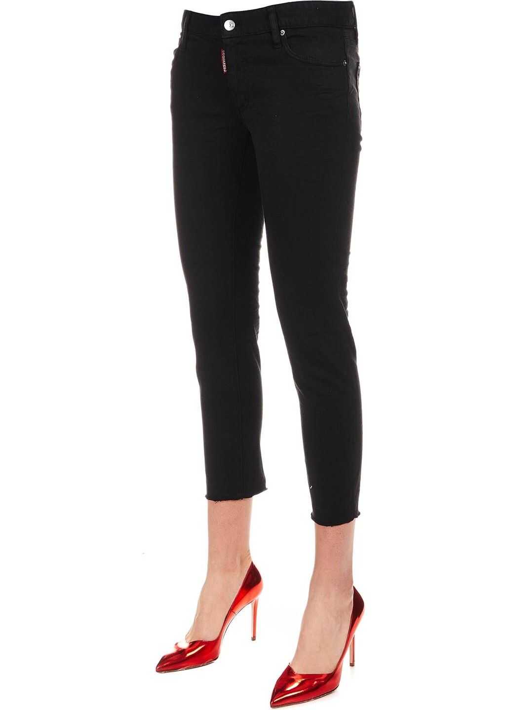 Blug DSQUARED2 Medium Waist Cropped Twiggy Jean Black