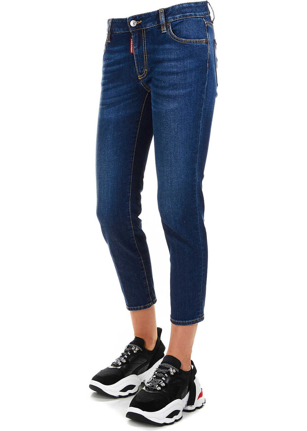 Blug DSQUARED2 Medium Waist Cropped Twiggy Jean Blue
