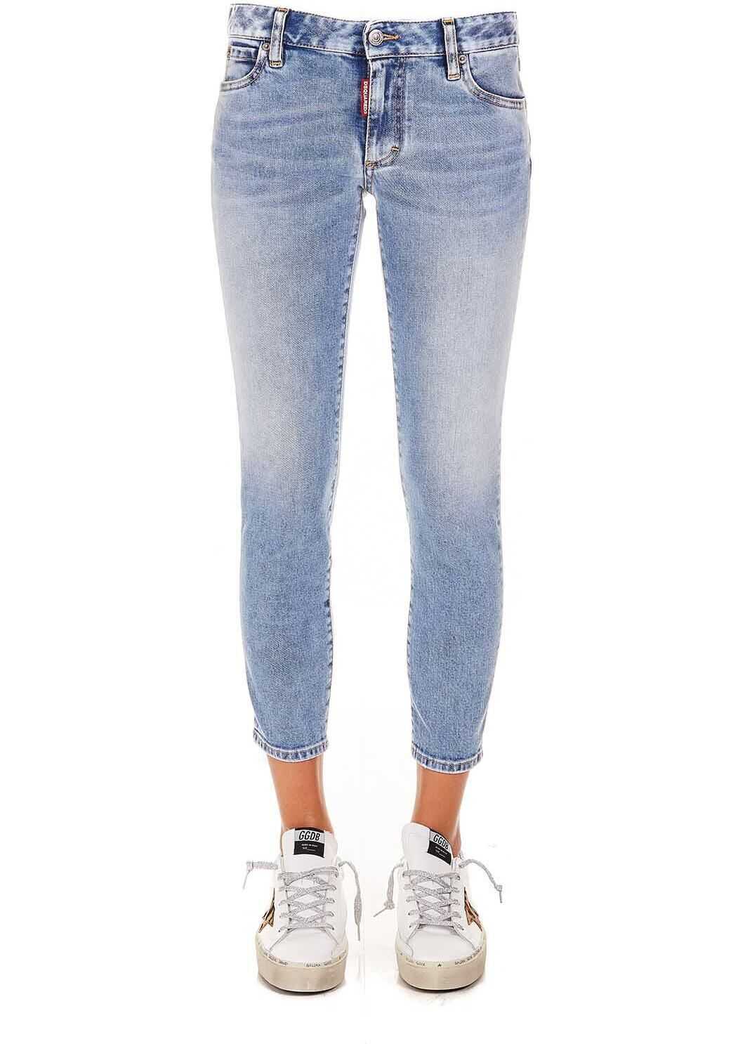 Blug DSQUARED2 Medium Waist Cropped Twiggy Jean Blue