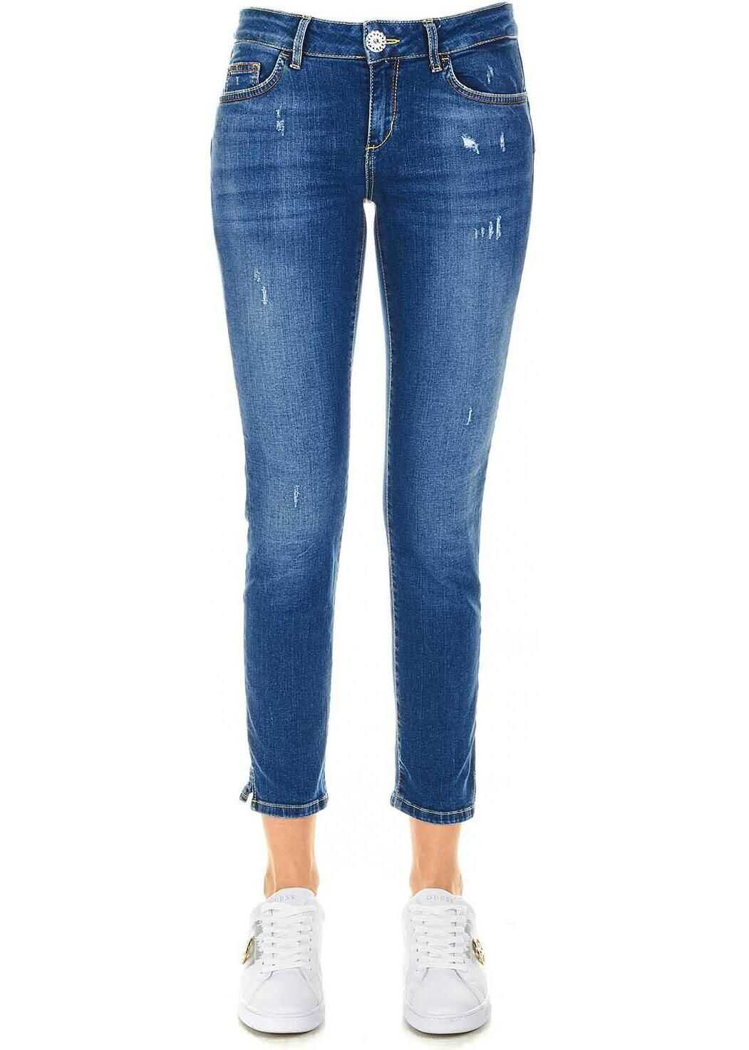 Liu Jo Skinny jeans with strass button Blue