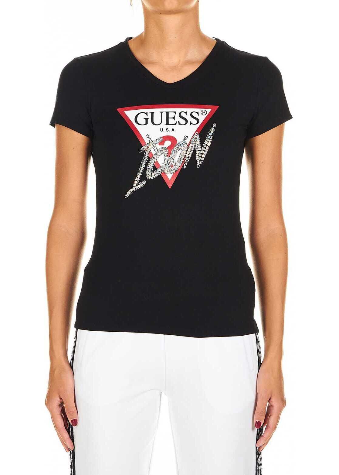 GUESS T-shirt with logo application Black