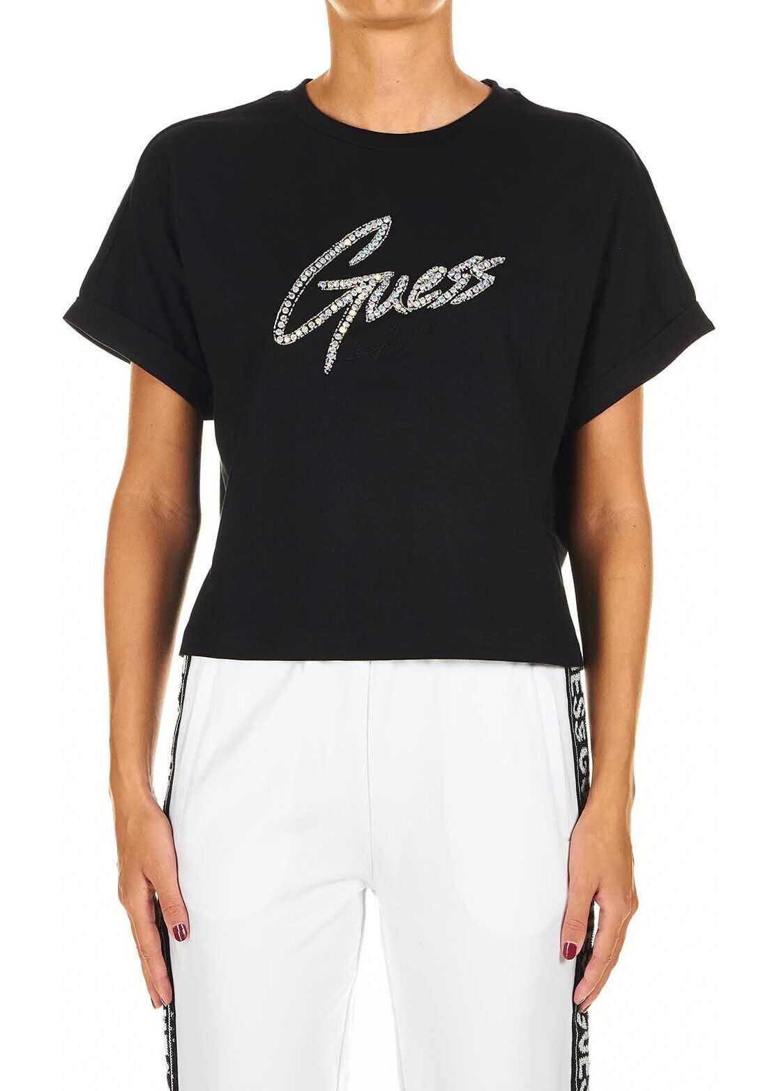 GUESS T-shirt with strass Black