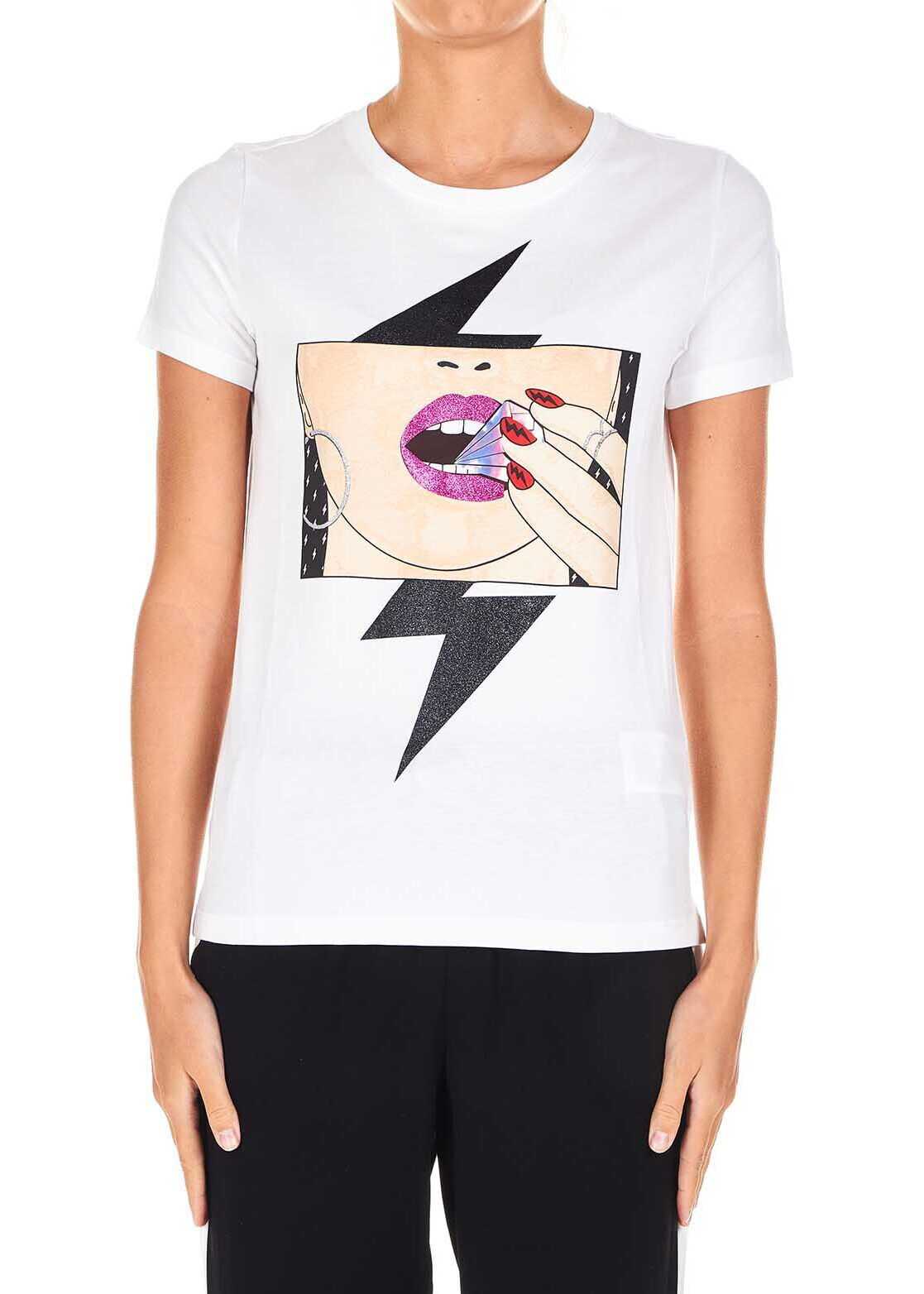 GUESS T-shirt with glitter print White
