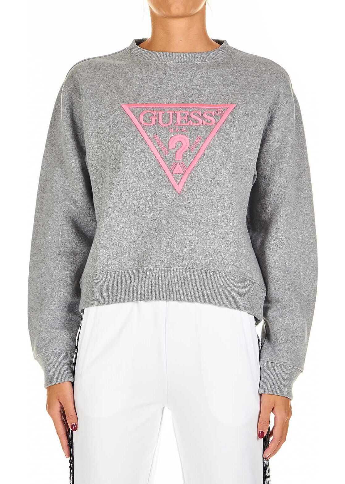 Bluza GUESS Sweatshirt with logo embroidery Grey