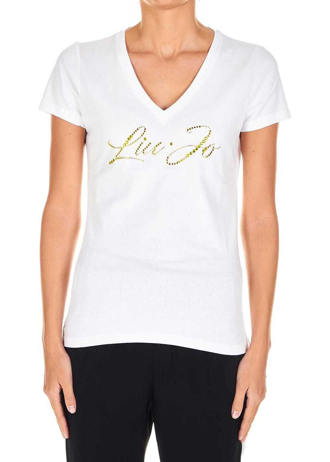 Liu Jo T-shirt with strass logo White