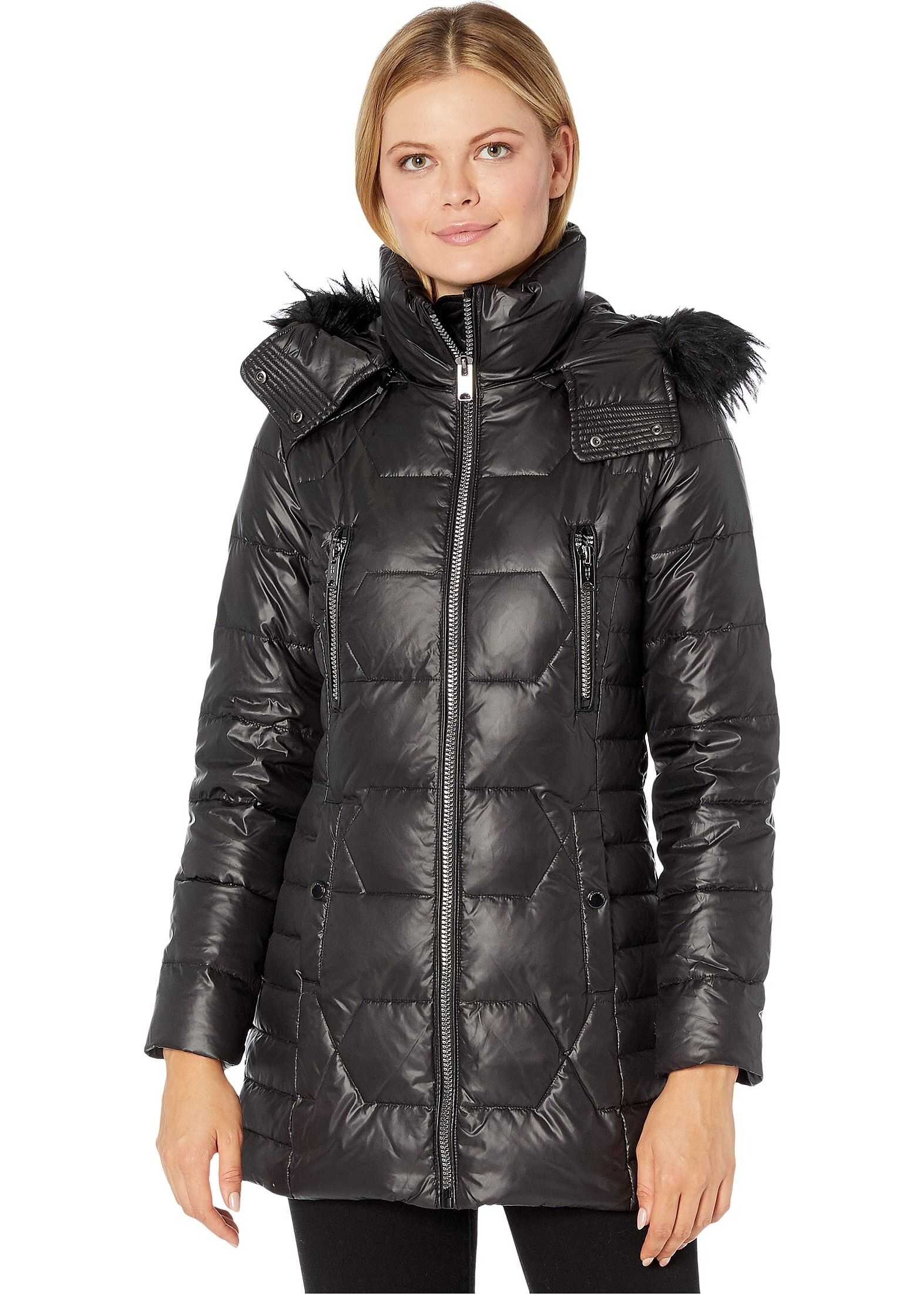 Marc New York by Andrew Marc Down Quilted Puffer Jacket w/ Faux Fur Black