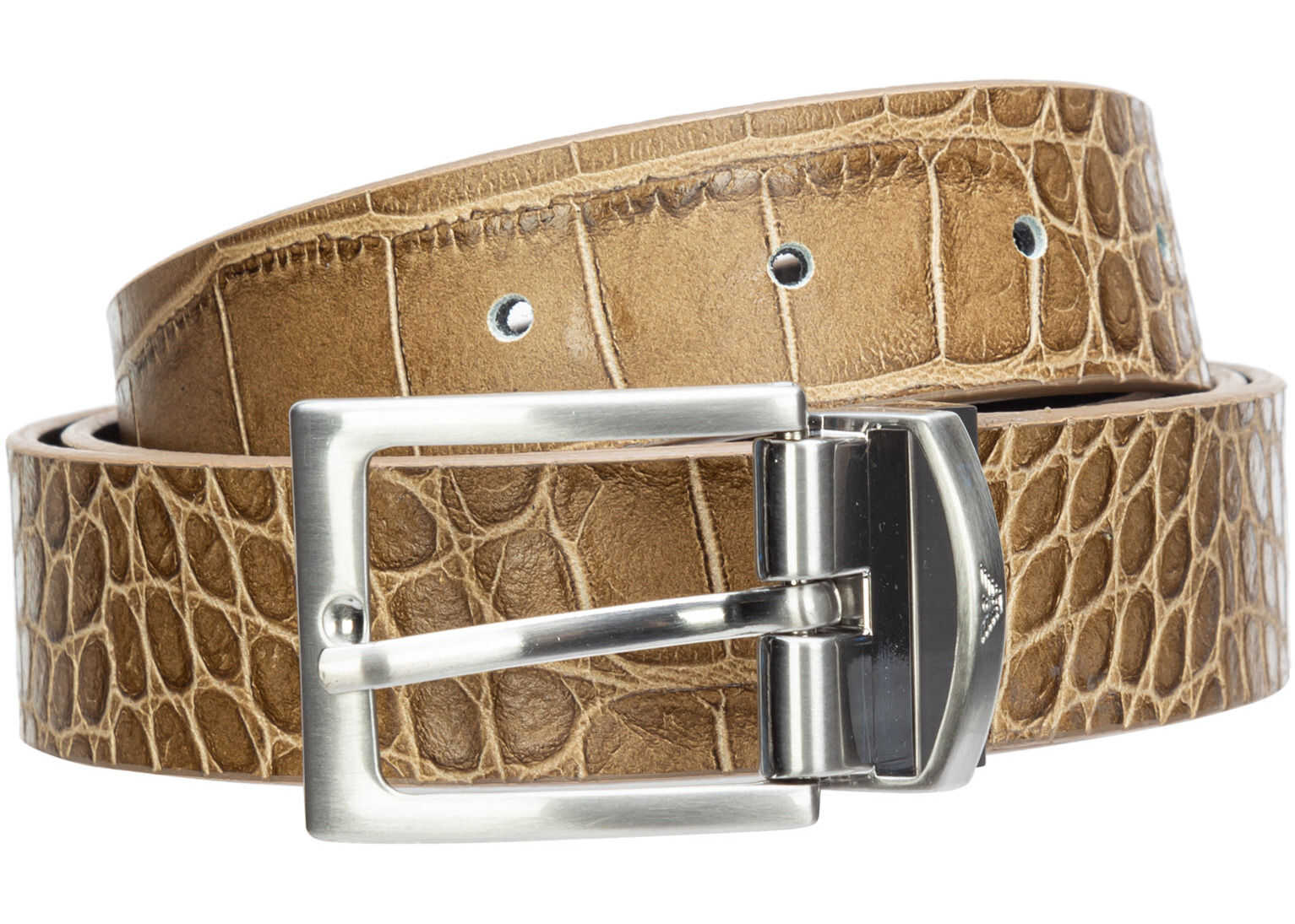 Emporio Armani Leather Belt Beige