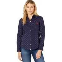 Camasi casual Long Sleeve Dot Stretch Poplin Shirt Femei