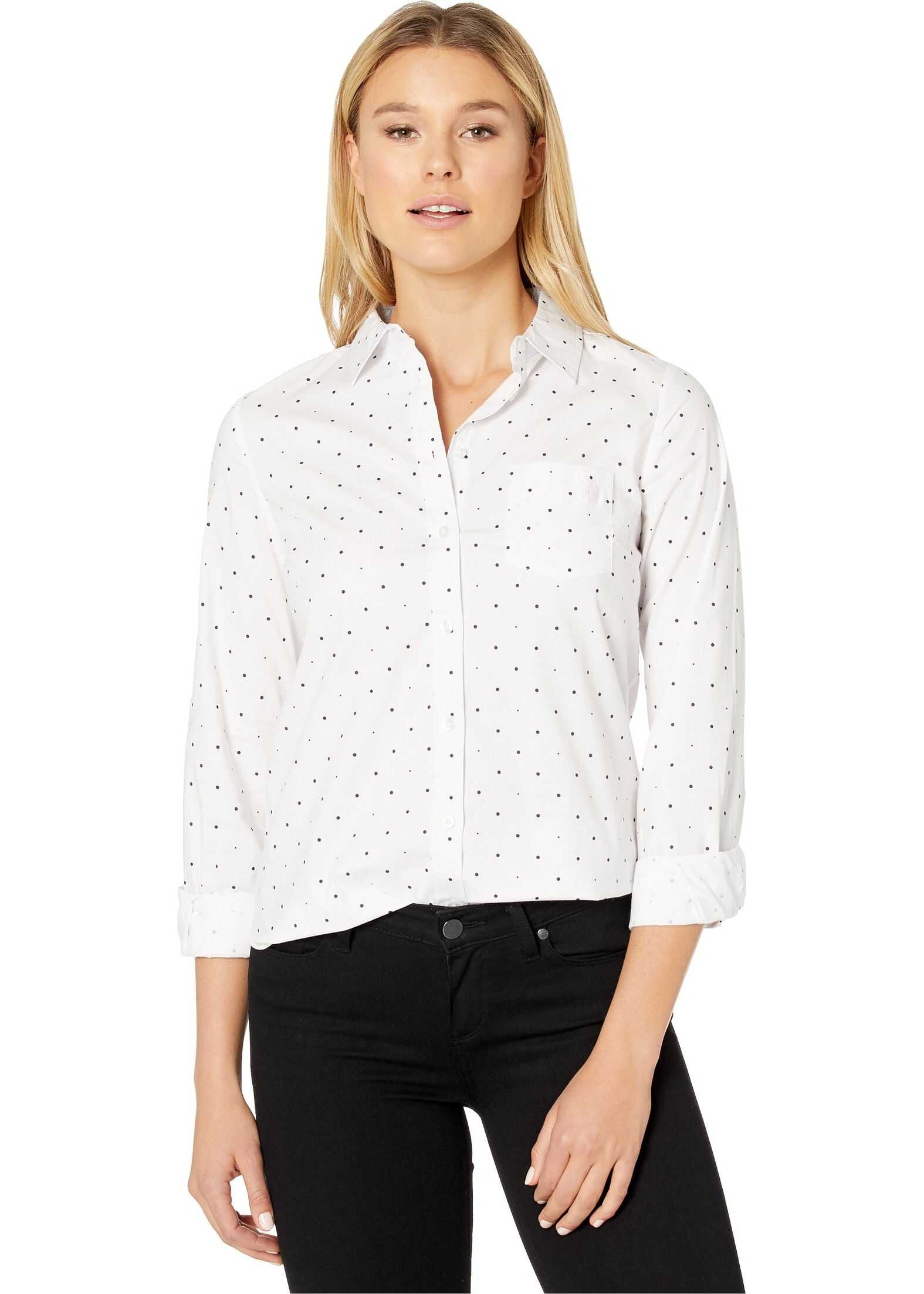 Camasa U.S. POLO ASSN. Long Sleeve Dot Stretch Poplin Shirt Optic White