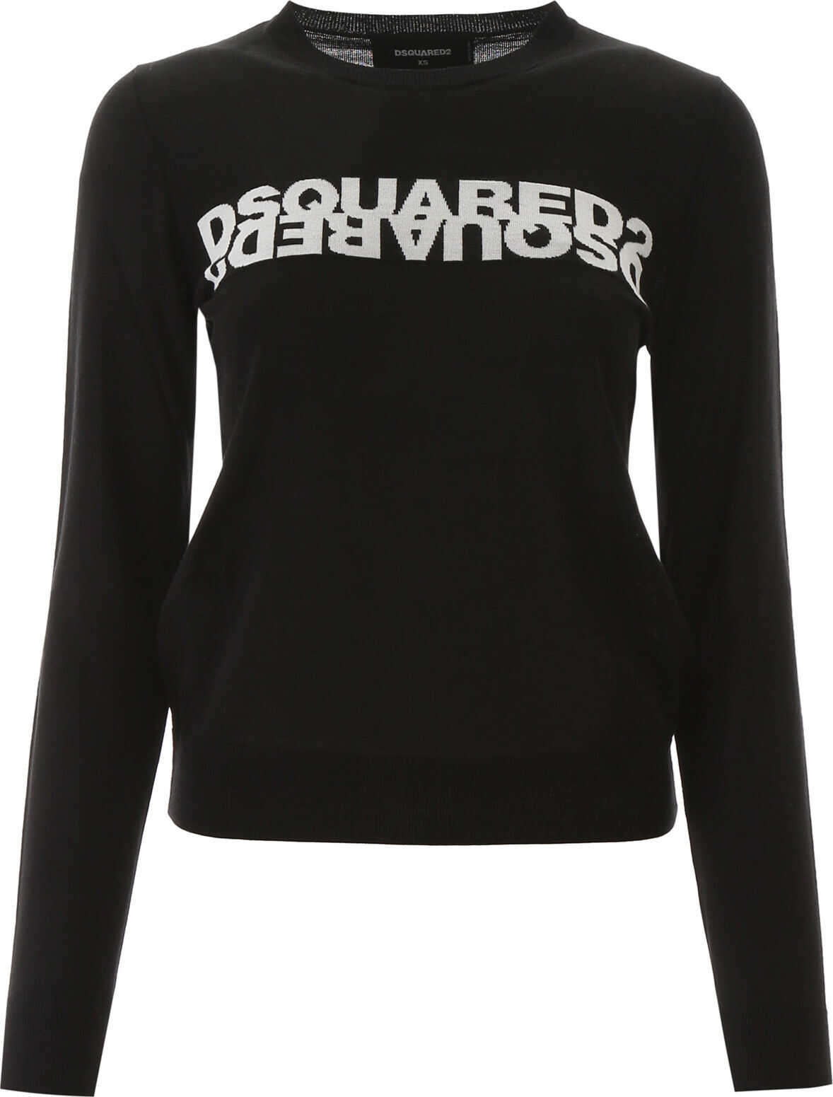 DSQUARED2 Sweater With Logo BLACK WHITE INTARSIO