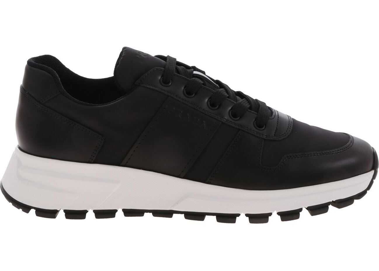 Prada Sport Embossed Logo Sneakers In Black Black