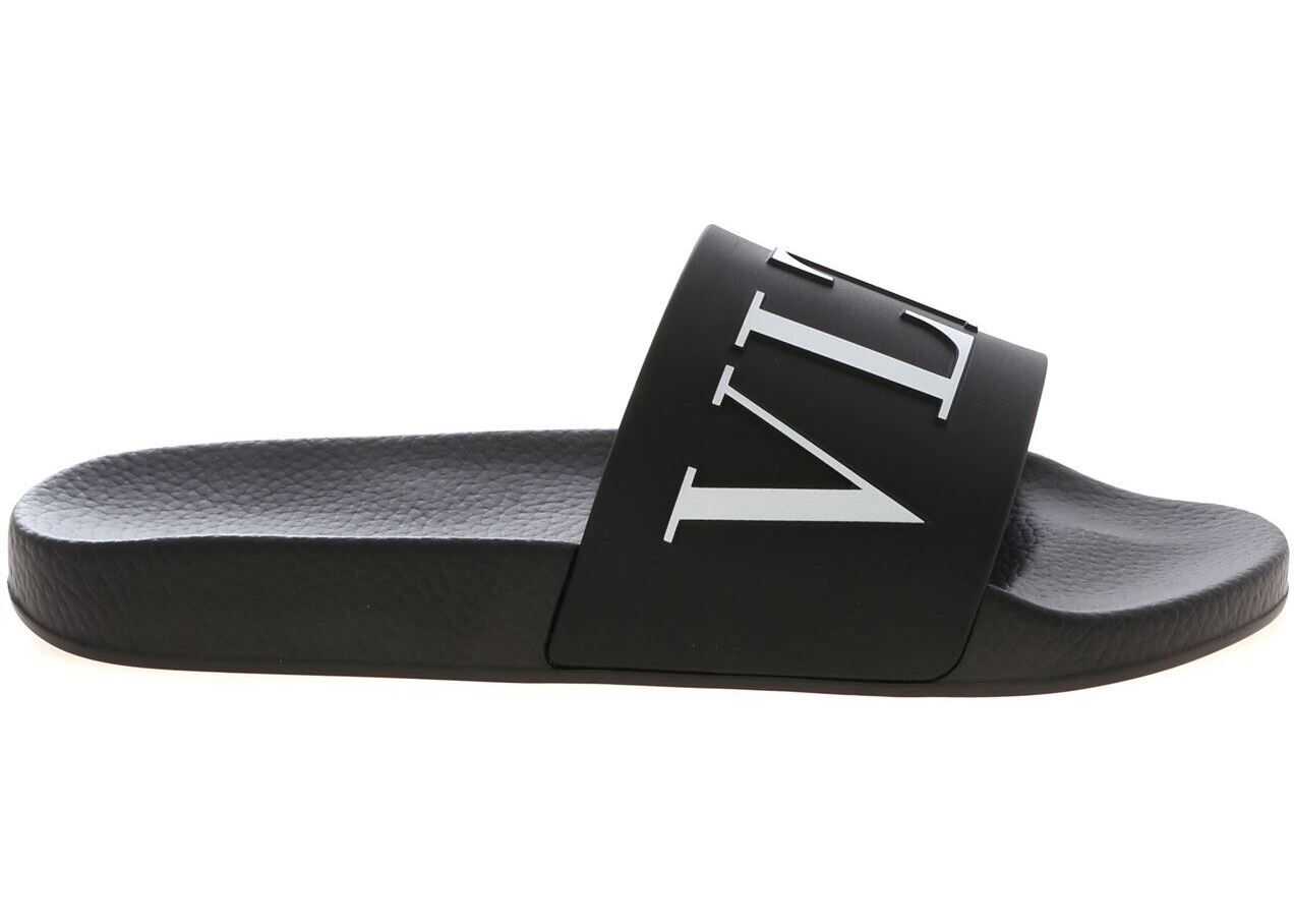 Valentino Garavani Vltn Slider Slippers In Black Black