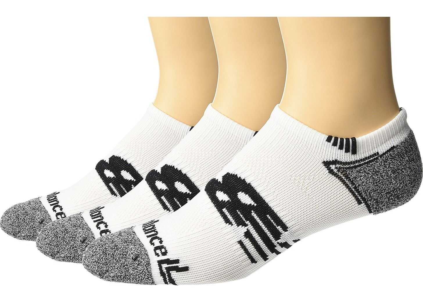 New Balance Run No Show 3-Pair White/Black