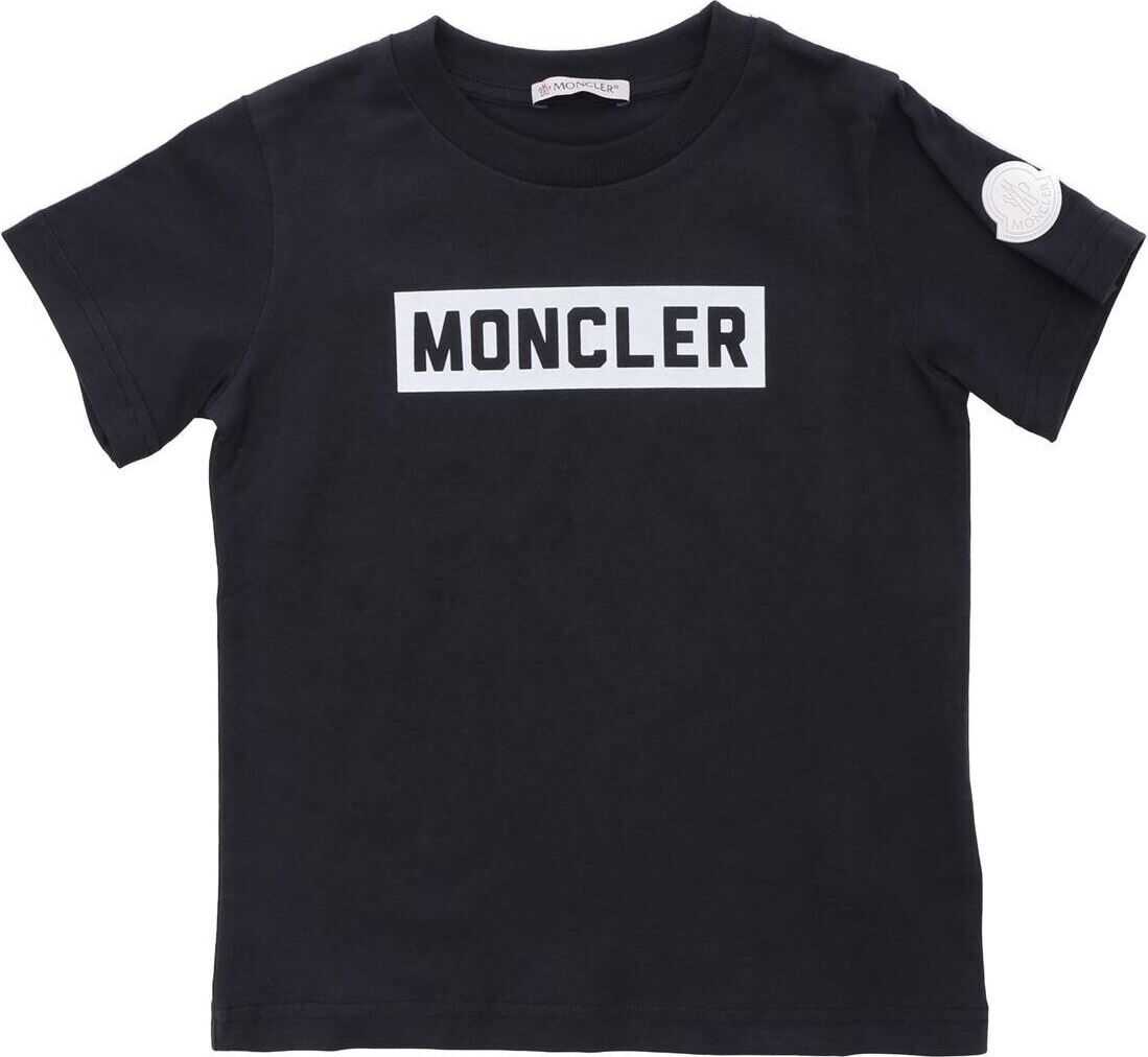 Moncler Kids Midnight Blue T-Shirt With Moncler Print* Blue