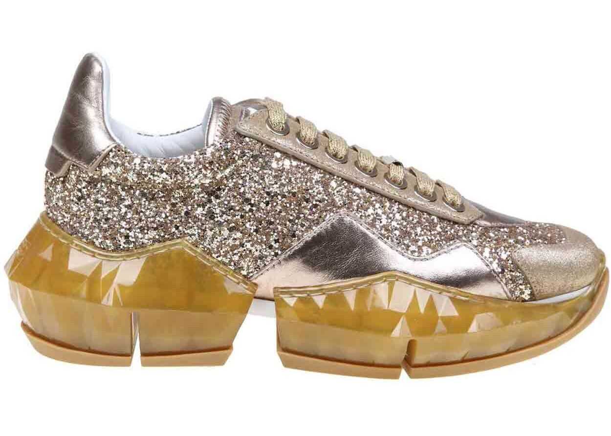 Jimmy Choo Diamond F Sneakers In Golden Gold