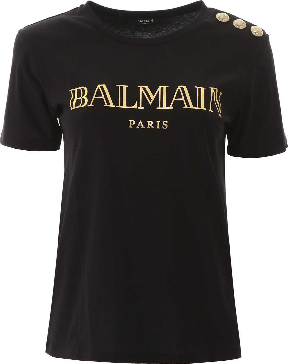 Balmain T-Shirt With Logo Buttons NOIR OR