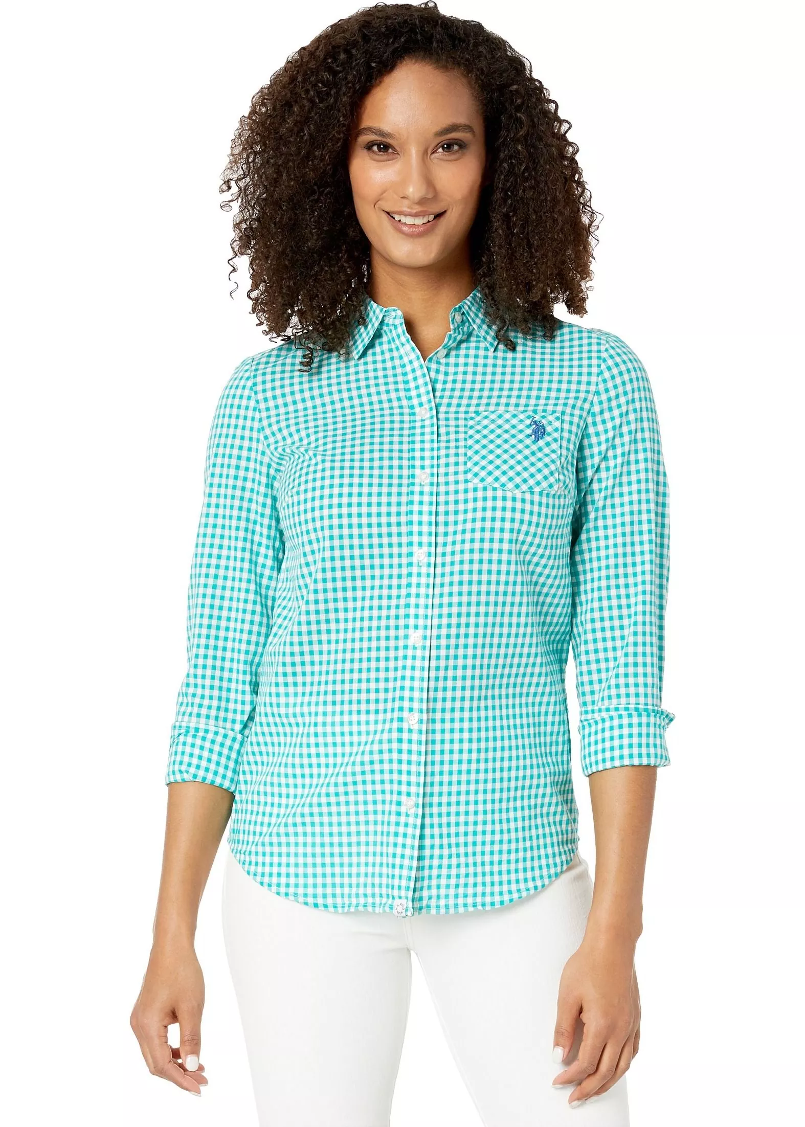 Camasa U.S. POLO ASSN. Plaid Woven Shirt Deep Aquamarine
