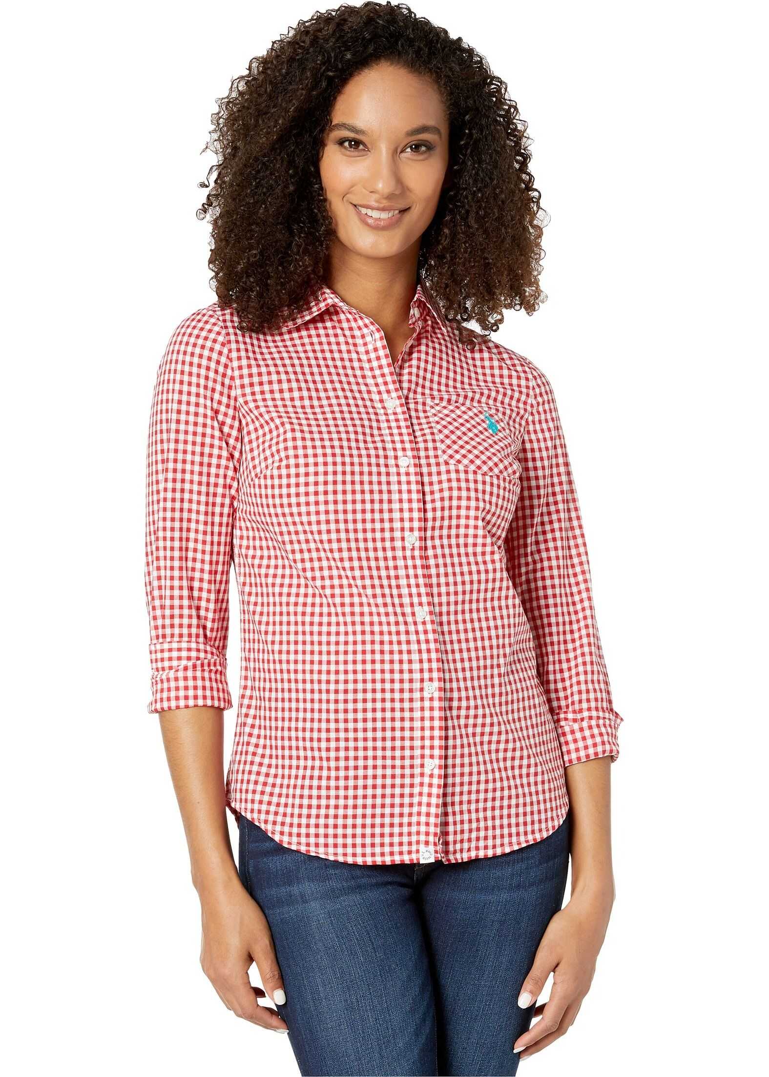 Camasa U.S. POLO ASSN. Plaid Woven Shirt Racing Red