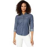 Bluze Long Sleeve Dot Denim Shirt Femei