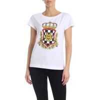 Tricouri LOVE Moschino Printed And Rhinestones T-Shirt In White