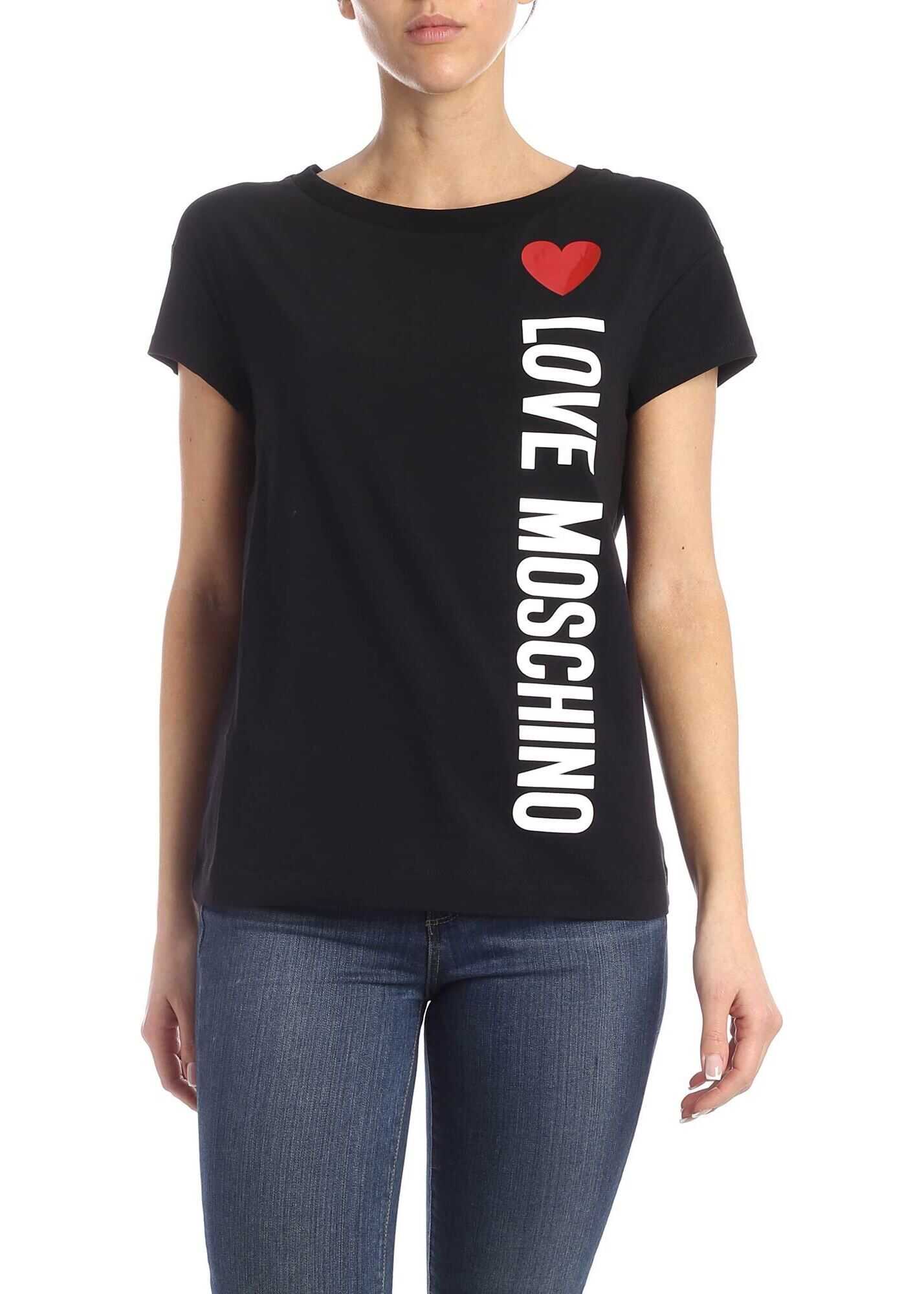 LOVE Moschino Vertical Logo T-Shirt In Black Black