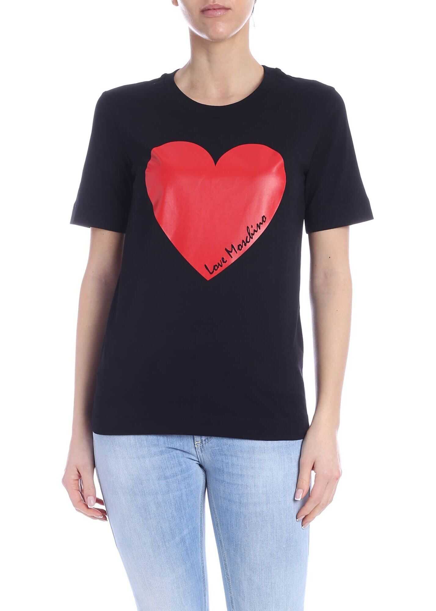 LOVE Moschino Hearts Love Moschino Print T-Shirt In Black Black