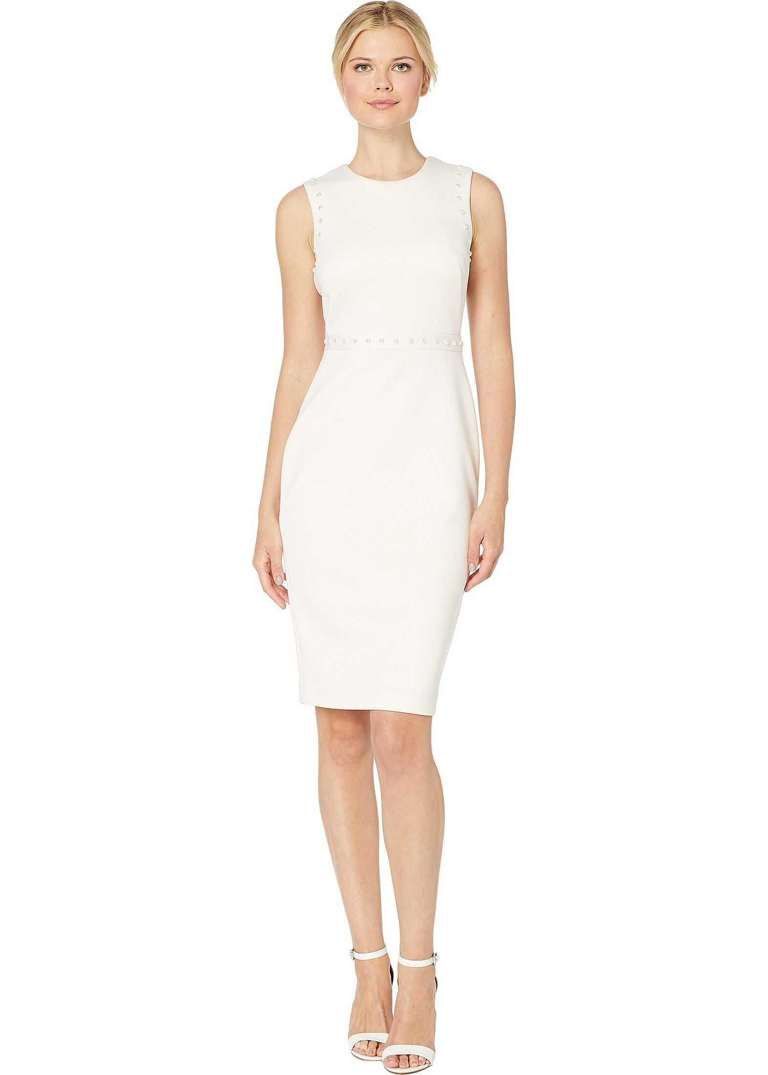 Calvin Klein Sheath Dress with Pearl Detail Blossom