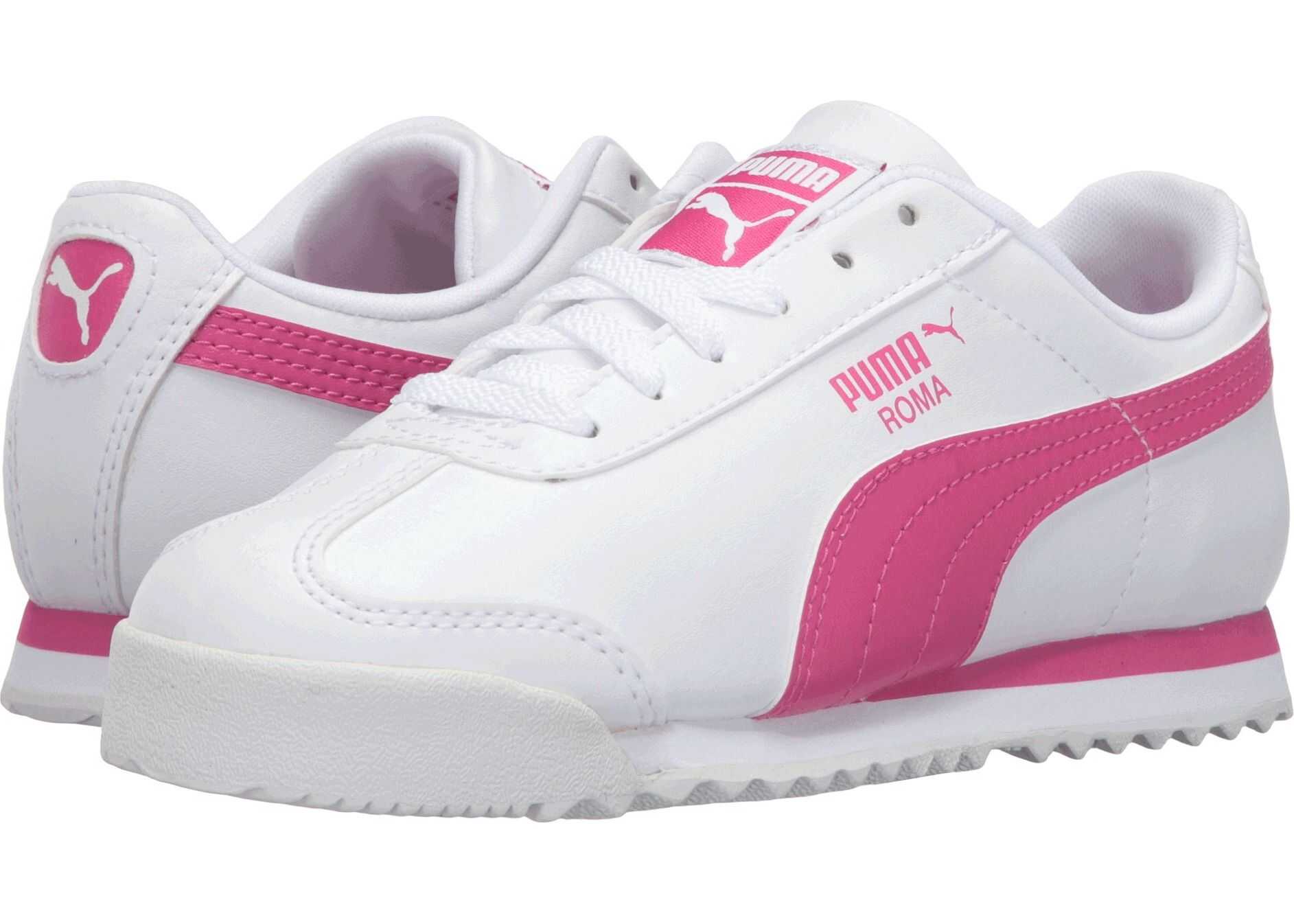 Puma Kids Roma Basic PS (Little Kid/Big Kid) Puma White/Fuchsia Purple