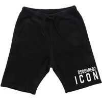 Pantaloni scurti Black Bermuda Shorts With White Icon Print Baieti