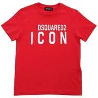 Tricouri Red T-Shirt With White Icon Print Baieti