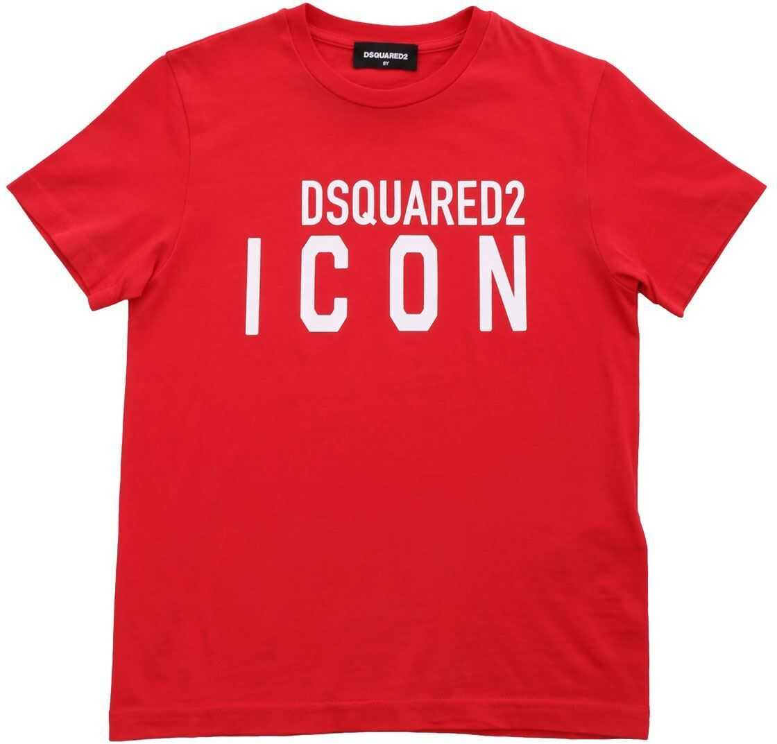 DSQUARED2 Red T-Shirt With White Icon Print Red
