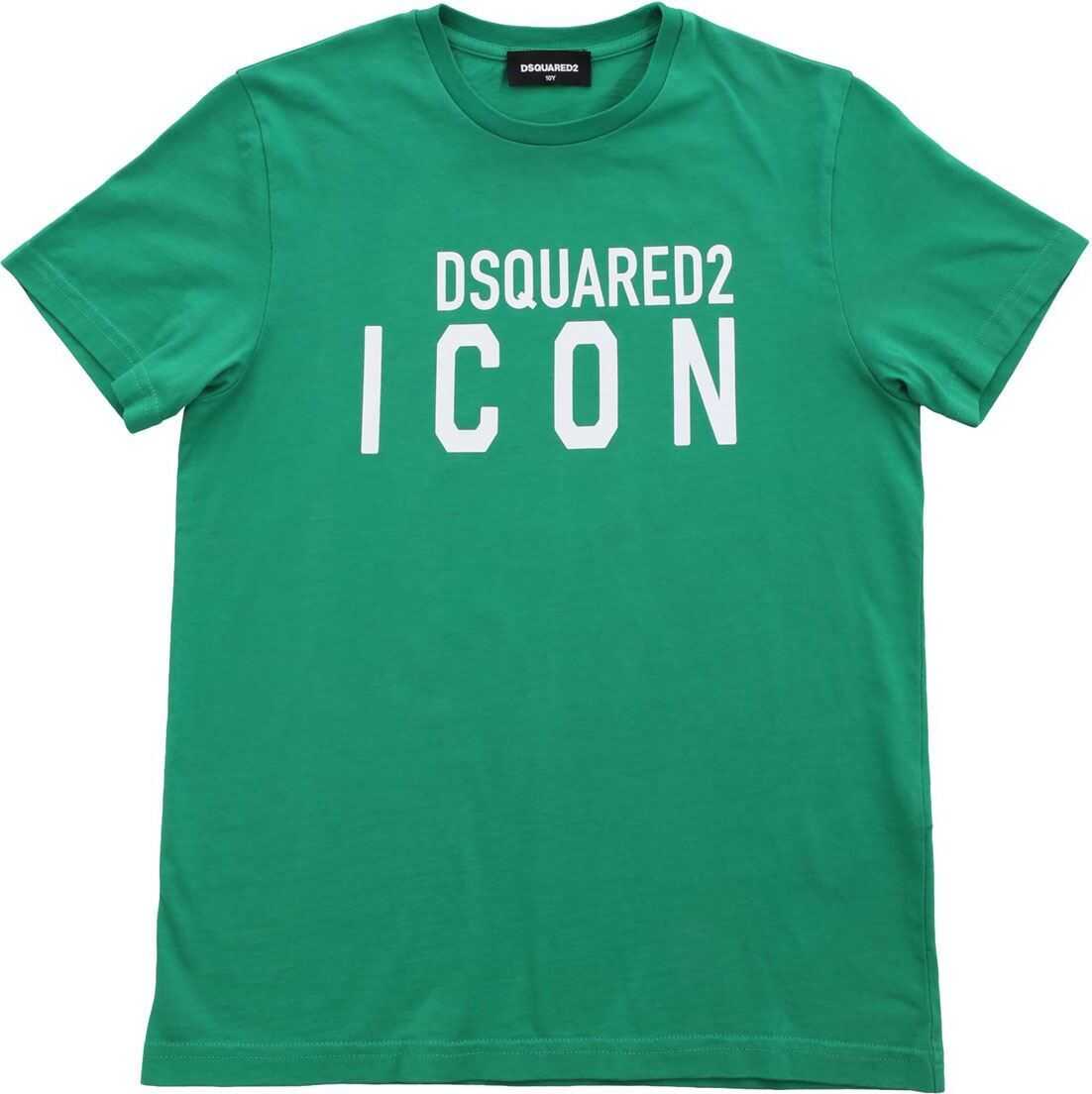 DSQUARED2 Green T-Shirt With White Icon Print Green